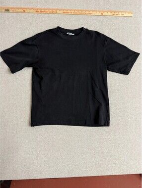 Uniqlo U Mens Medium Black AIRism Cotton Oversized Short Sleeve T-Shirt